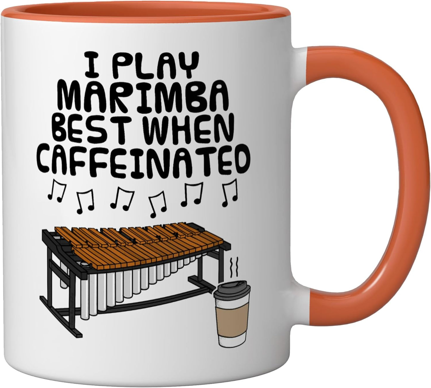 Taza cerámica para marimbista con café color naranja/blanco