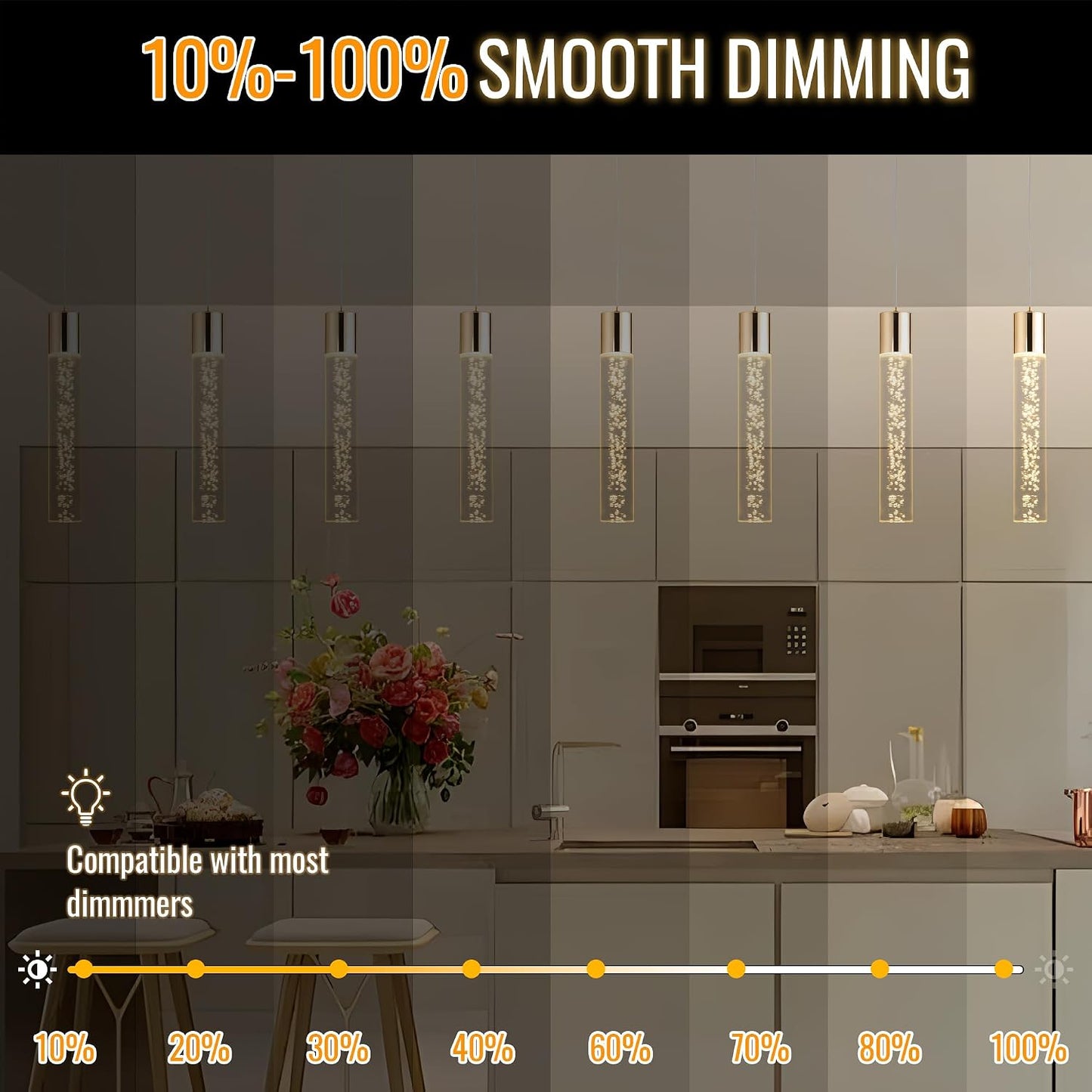 Luces colgantes LED regulables isla cocina 5CCT