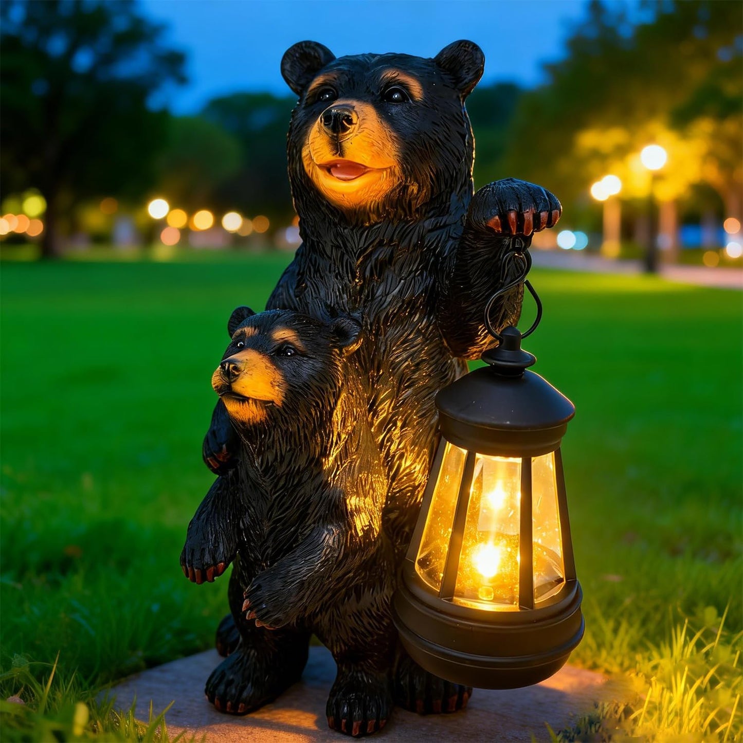 Estatuas solares de oso para jardín y patio decorativo