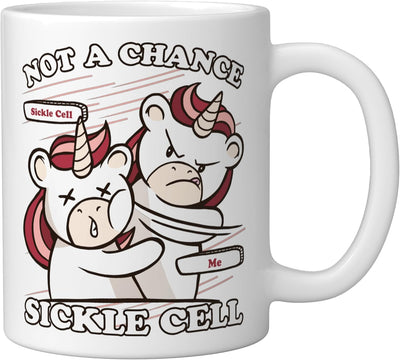 Taza de cerámica para conciencia sobre células falciformes blanca