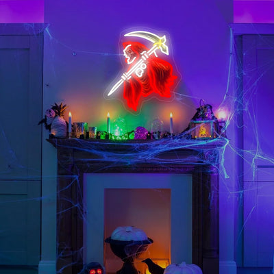 Letrero neón LED calavera parca USB decoración pared
