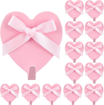 Pack 15 ganchos pared corazón rosa adhesivo para baño cocina