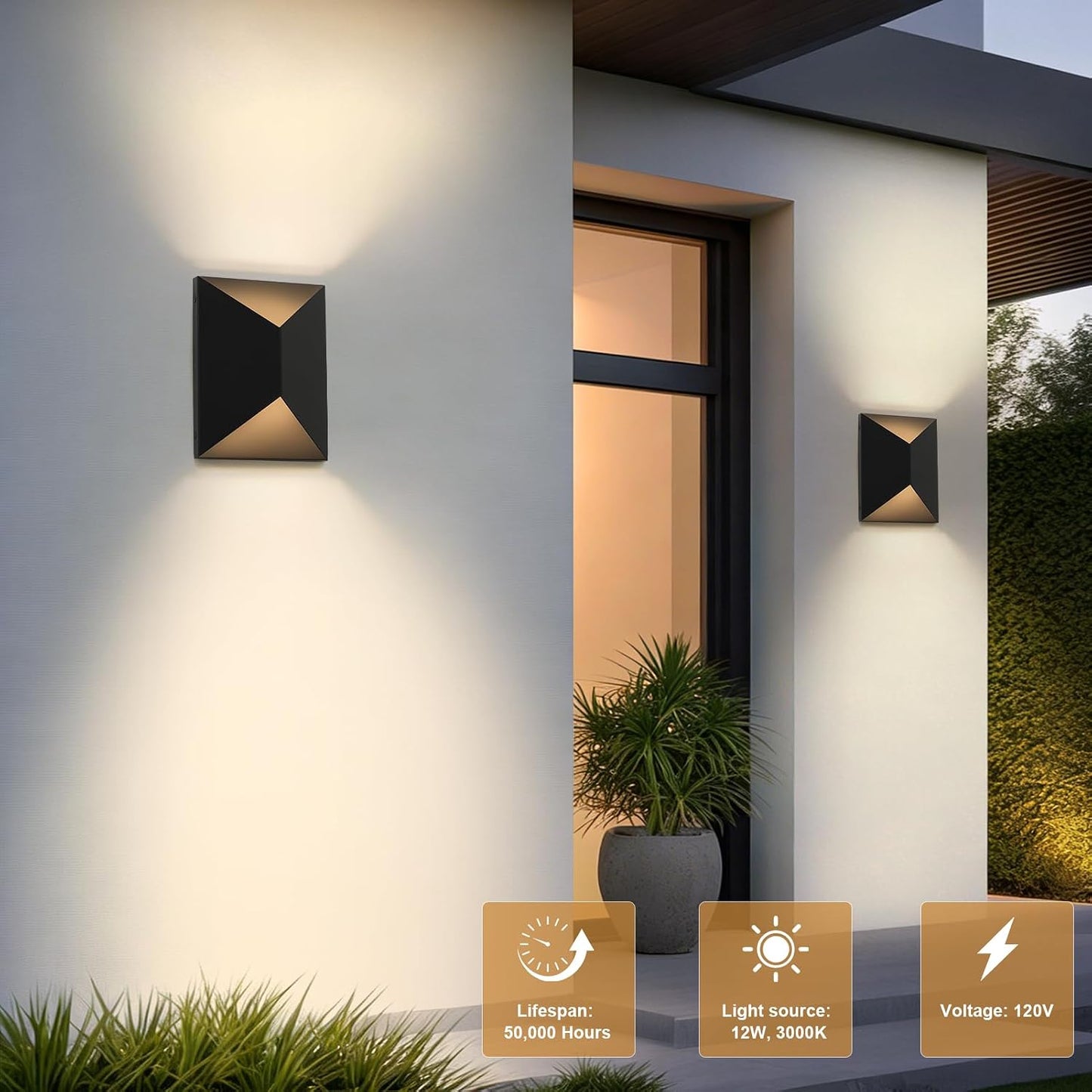 Aplique LED aluminio pared exterior 12W 3000K negro