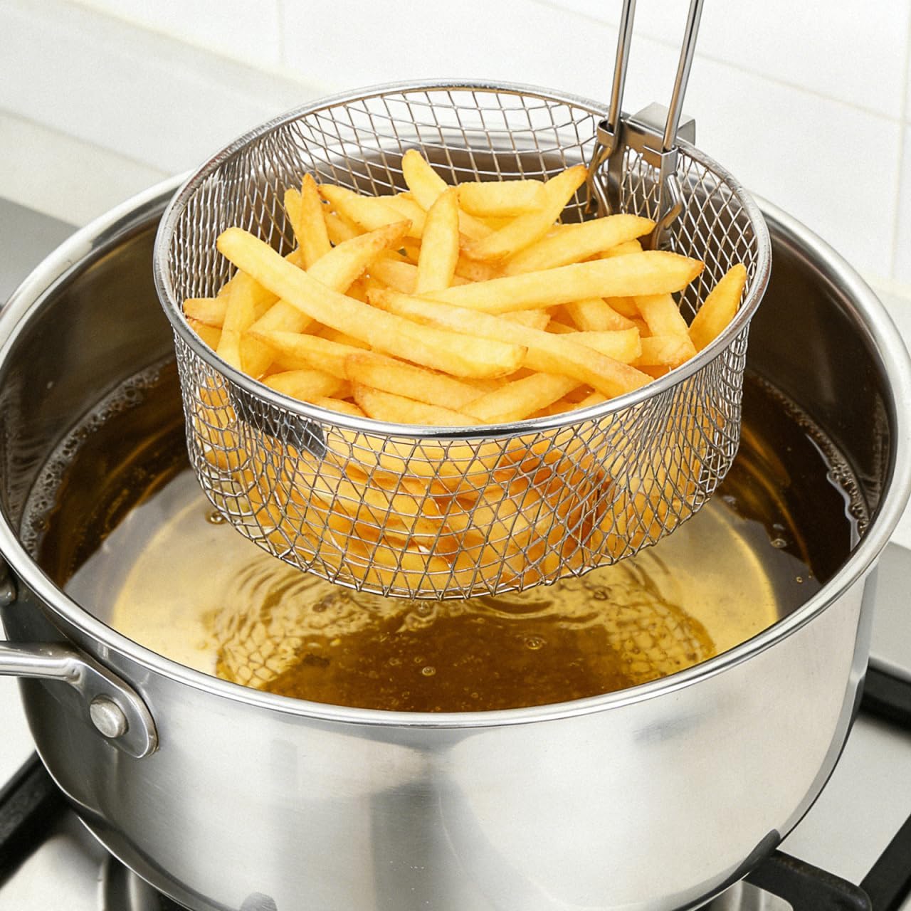 Cesta acero inox freidora con mango desmontable multiusos