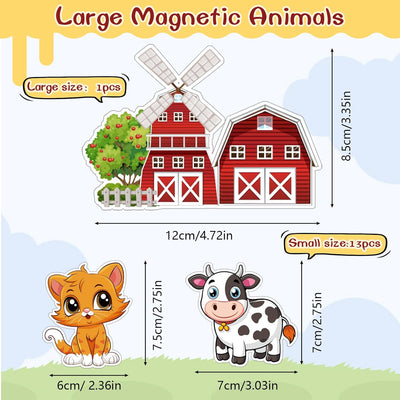 14 Imanes Animales de Granja para Refrigerador Madera 2.36x1.96pulg