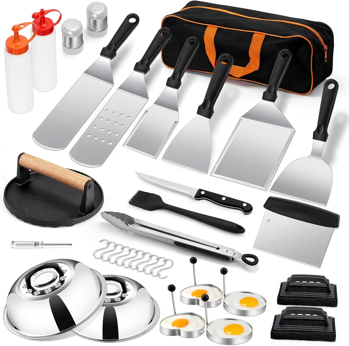 Set 35 accesorios parrilla espátulas prensa cubierta raspador