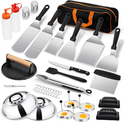 Set 35 accesorios parrilla espátulas prensa cubierta raspador