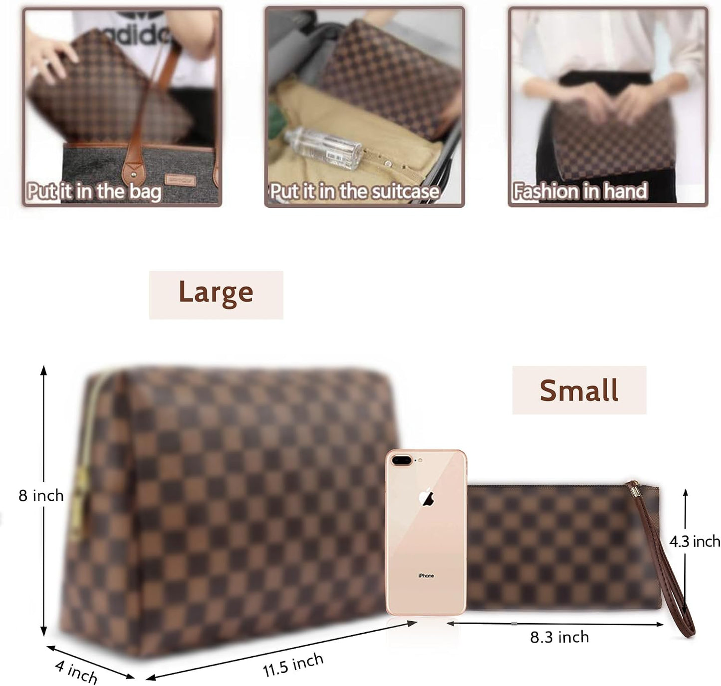 Bolsa maquillaje viaje 2 pzas piel sintética impermeable