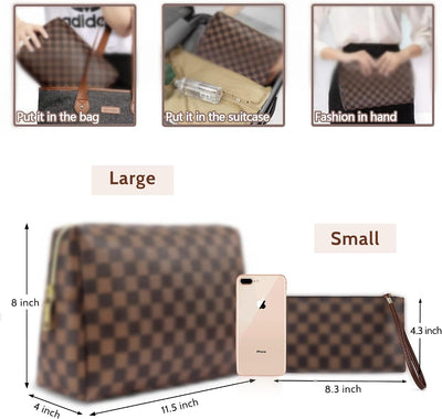 Bolsa maquillaje viaje 2 pzas piel sintética impermeable