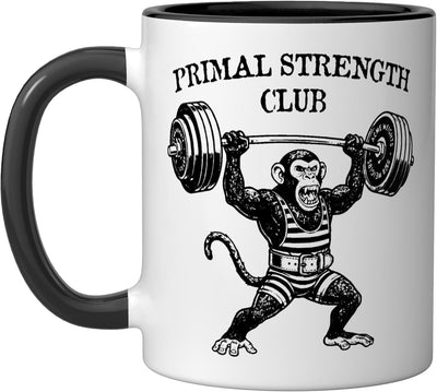 Taza cerámica Primal Strength Club Monkey estilo vintage negro/blanco