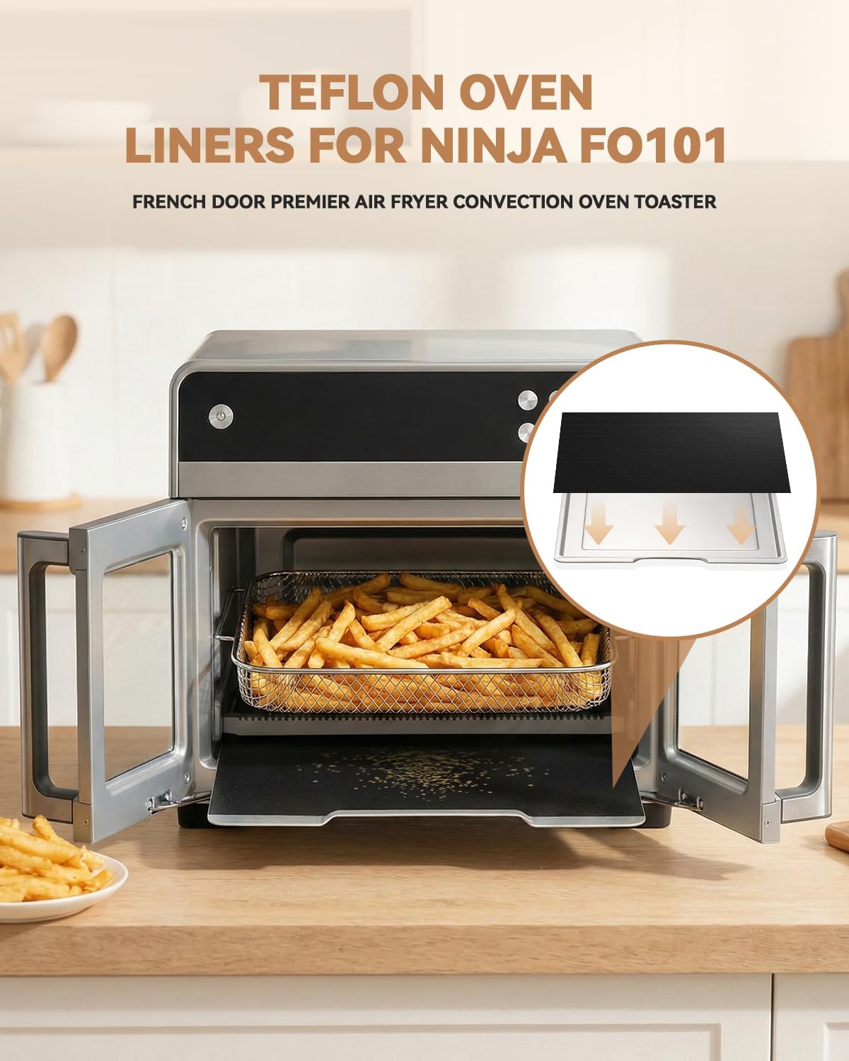 5 Forros Horno Ninja Air Freidora 12x12pulg Antiadherente