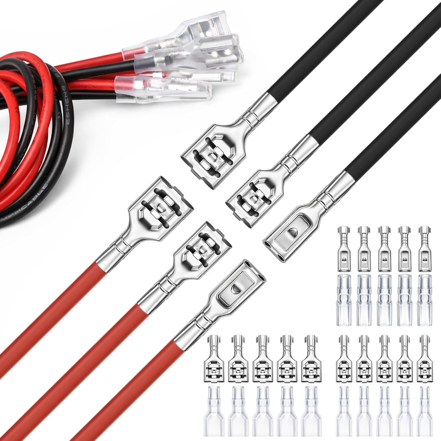 Kit 30 conectores altavoz 0.116/0.152 pulg rojo negro