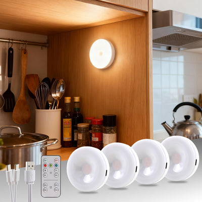 4 Luces LED Inalámbricas con Control Táctil para Gabinete