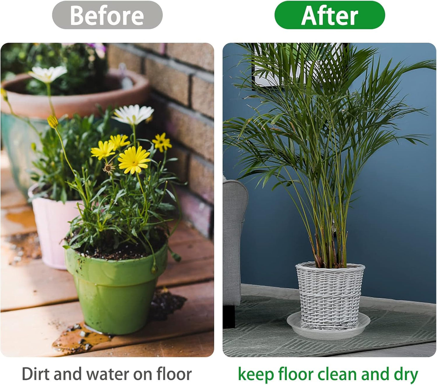 6 Pzas Bandejas Plástico 14pulg Transparentes para Plantas