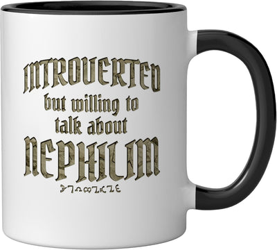 Taza cerámica Nephilim negra/blanca introvertida pero dispuesta a hablar