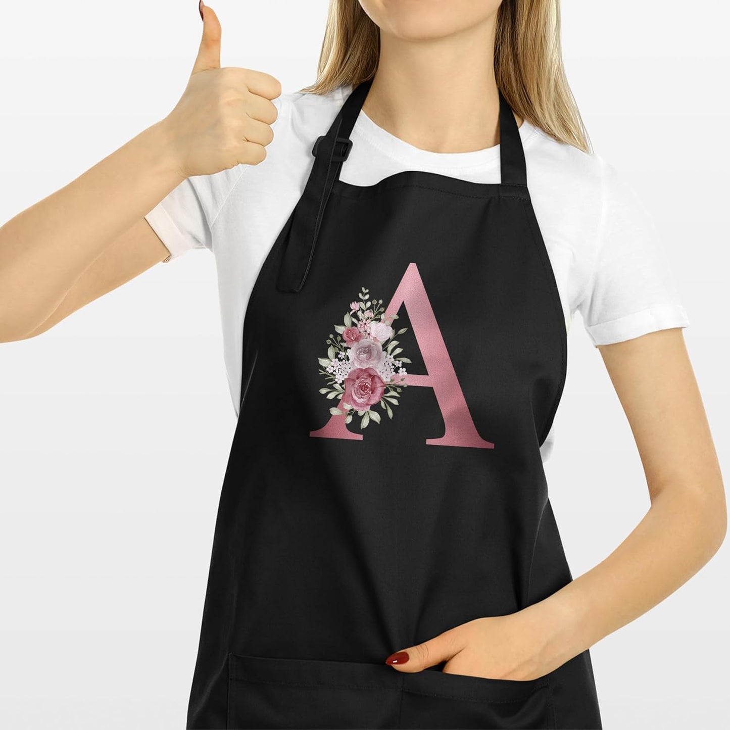 Delantal de cocina personalizado con iniciales para mujer