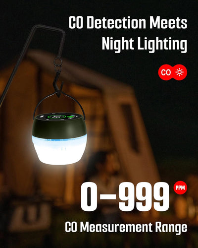 Detector CO portátil con luz ambiental soporte magnético camping