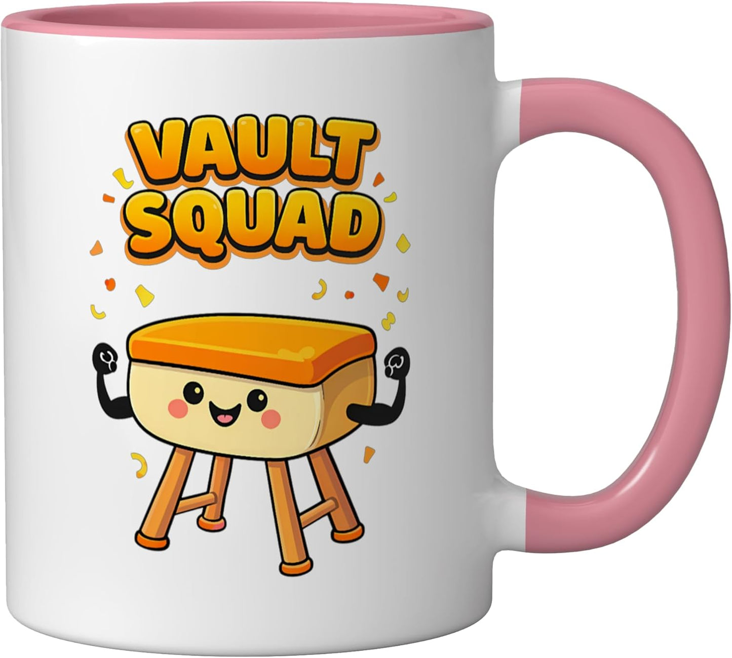 Taza cerámica kawaii para gimnasia Vault Squad rosa/blanca