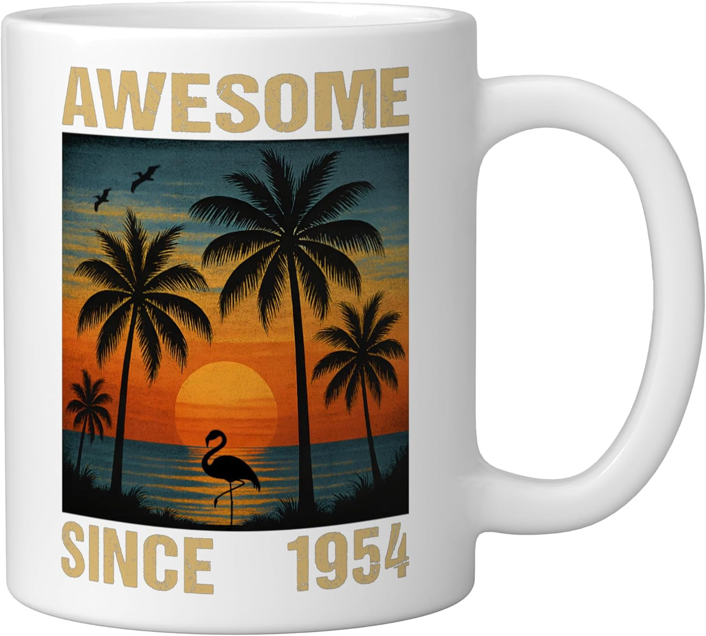 Taza Cerámica Flamenco Palma Blanca 72 Años