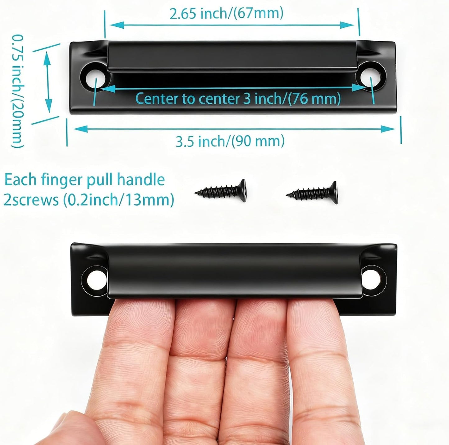 Tiradores dedo cocina aluminio set 4 3.5pulg modernos