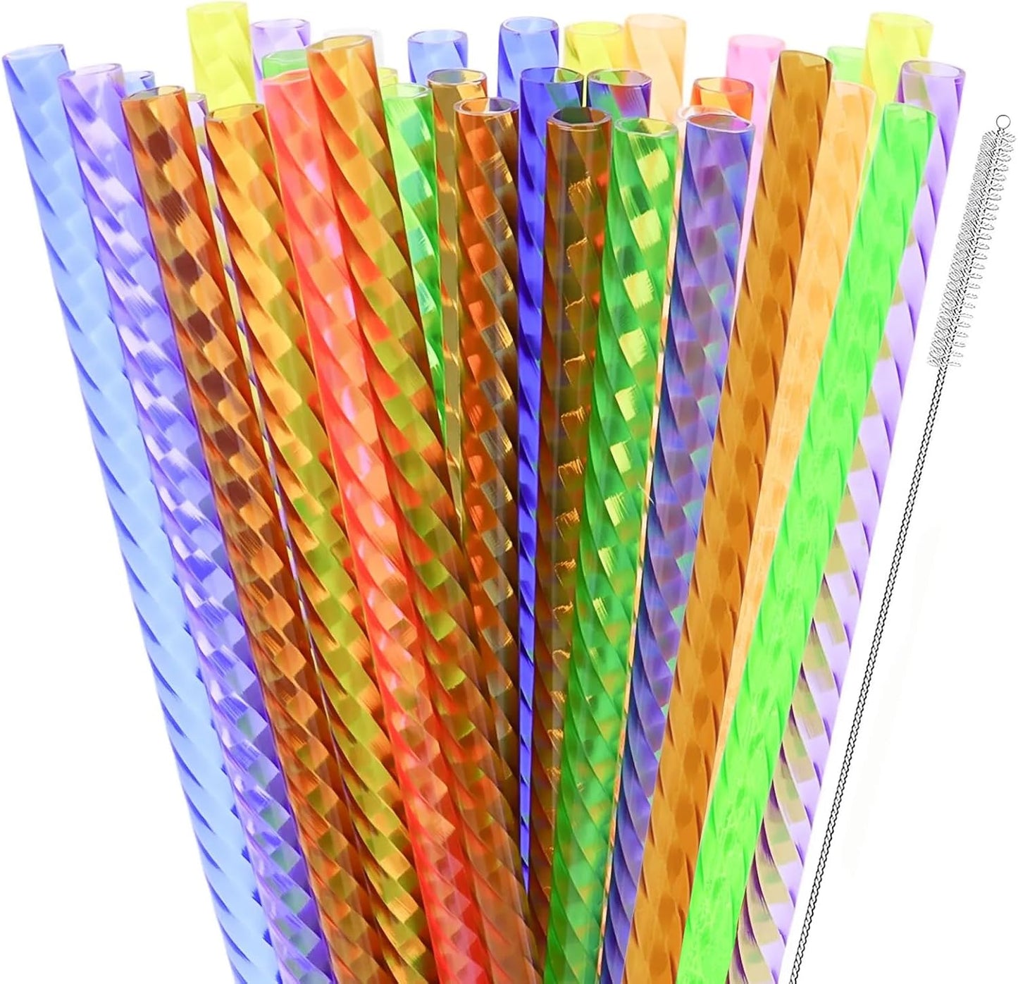 50 Pzas Pajitas Cristal Reutilizables 9pulg Coloridas