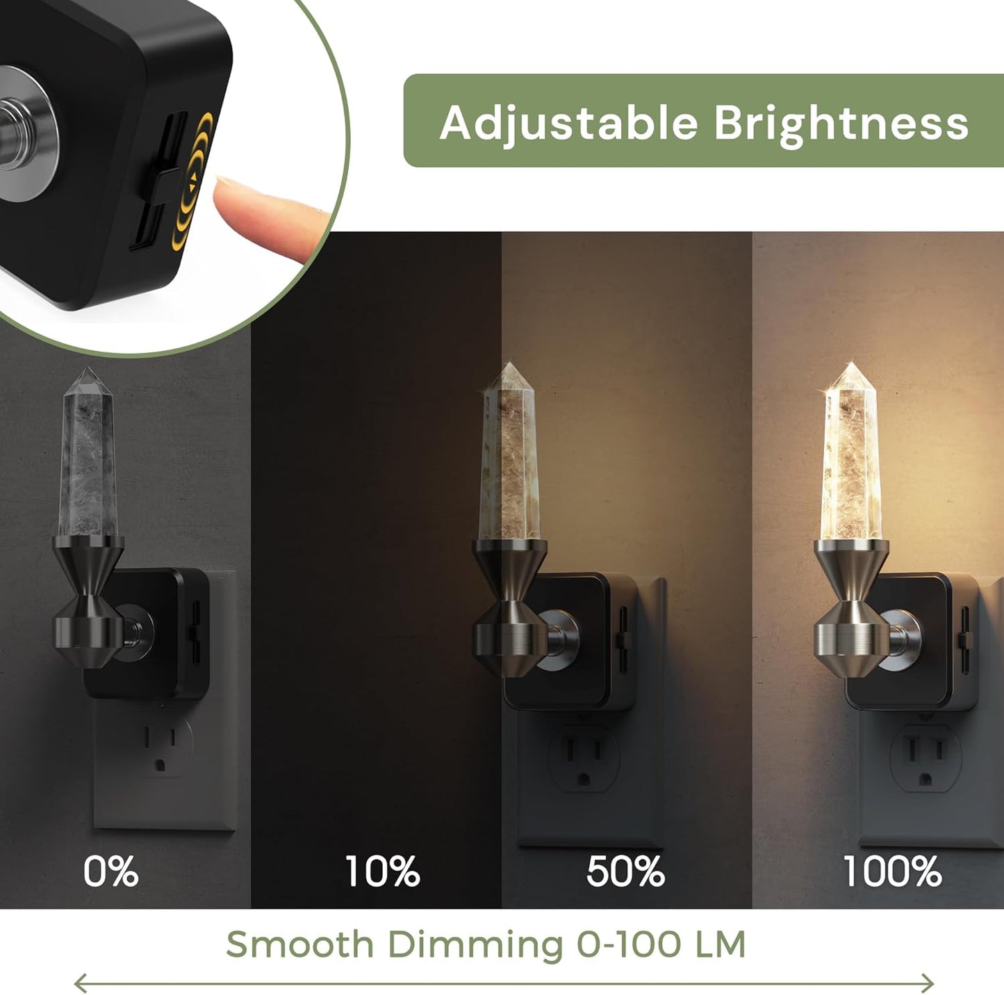 Luz Nocturna Regulable Cristal Sensor Amanecer Hogar