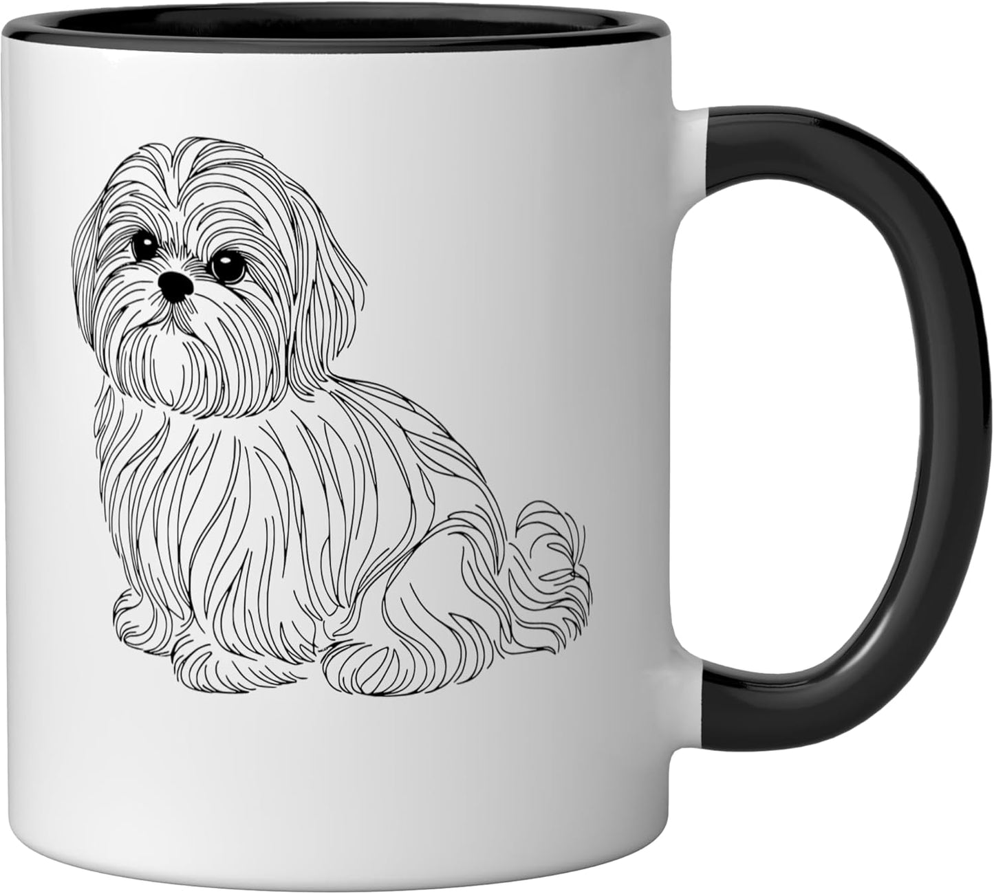 Taza Cerámica Amante Perros Shih Tzu Negro Blanco