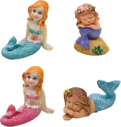 4 figuras sirena resina 1.4pulg decoración terrario