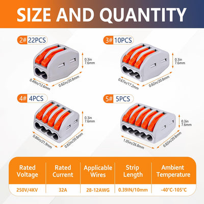 40 Pzas Conectores Push-in para Cables AWG 28-12