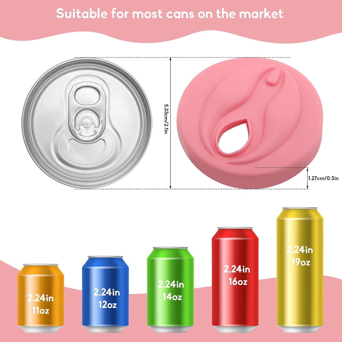 Paquete de 8 tapas de silicona reutilizables para latas de soda y regalos de broma