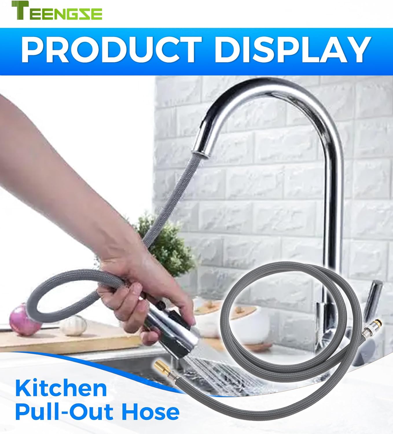 Manguera cocina extraíble 150cm PEXnailon accesorios latón