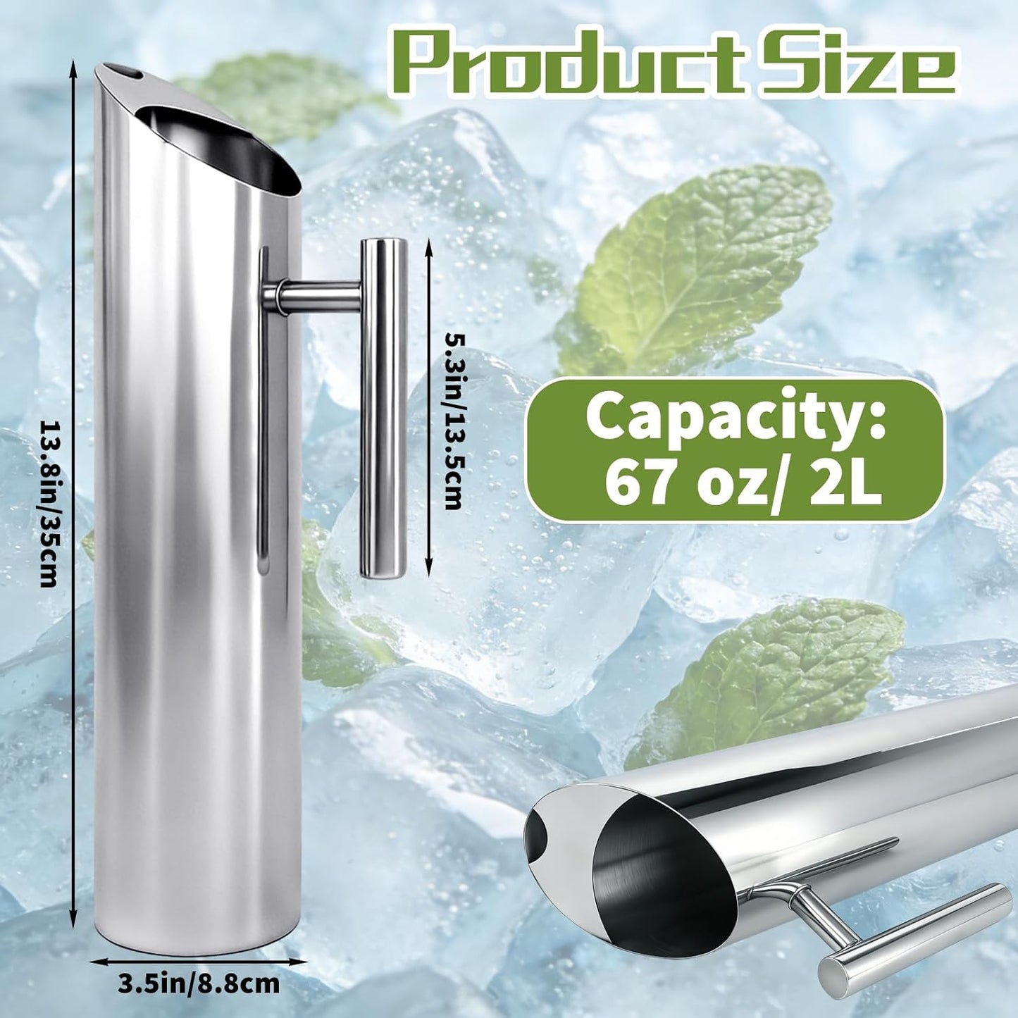 4 Jarras Agua Acero Inox con Mango Protector Hielo 2L