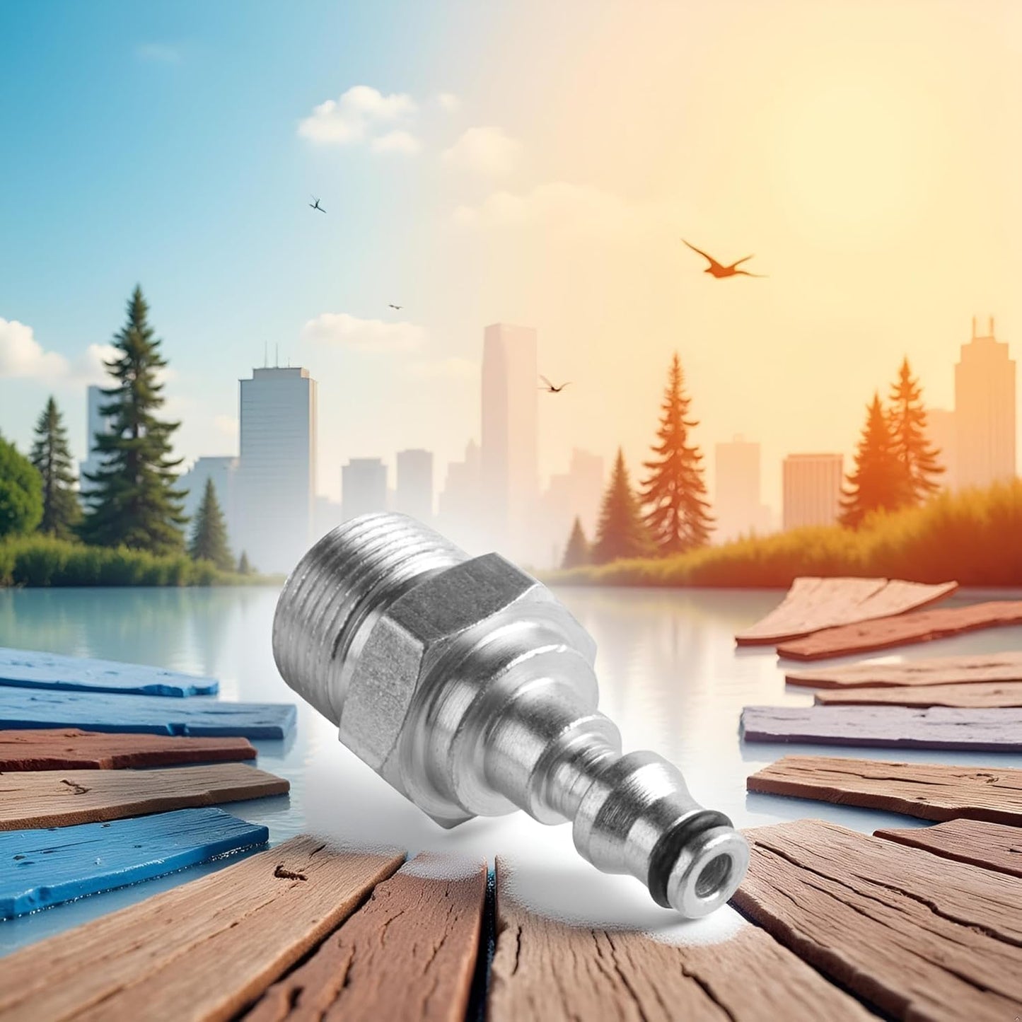 Adaptador conexión rápida para lavadora de presión M22 plata