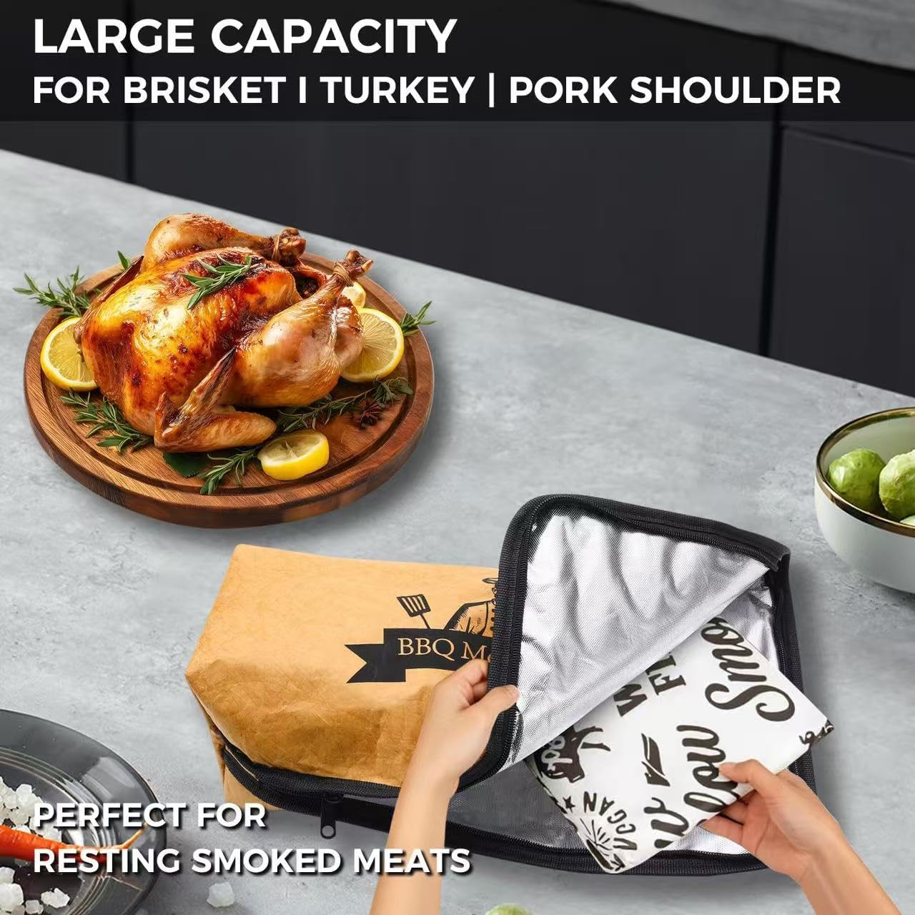 Bolsa plegable para barbacoa reutilizable con aislamiento