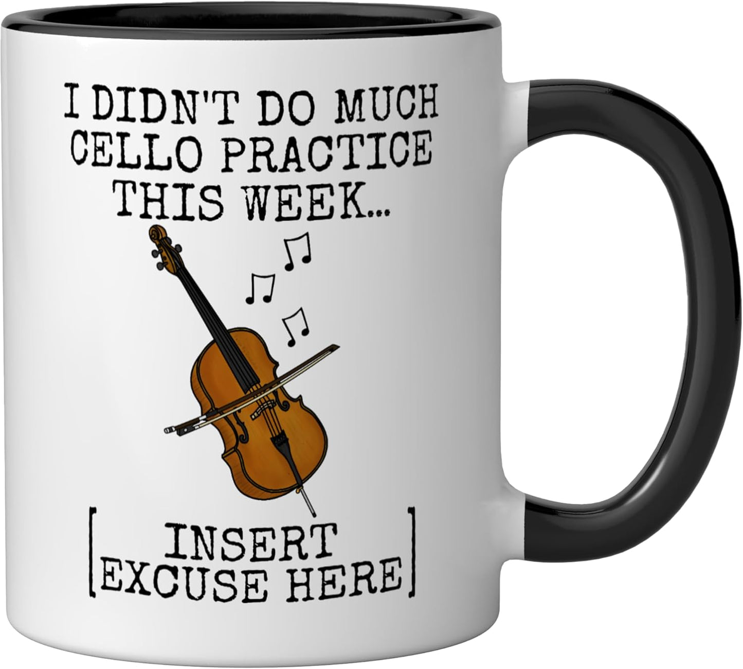 Taza cerámica para estudiante de violonchelo negro/blanco