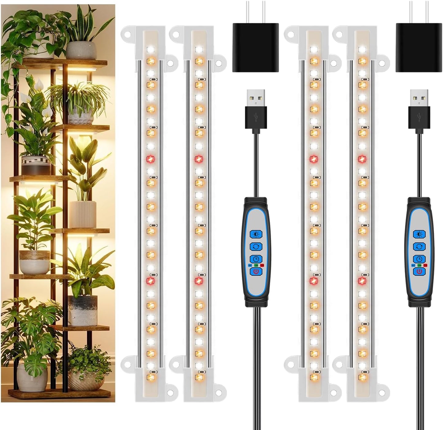 Lámpara cultivo 8pulg LED 112 luces espectro completo set 2