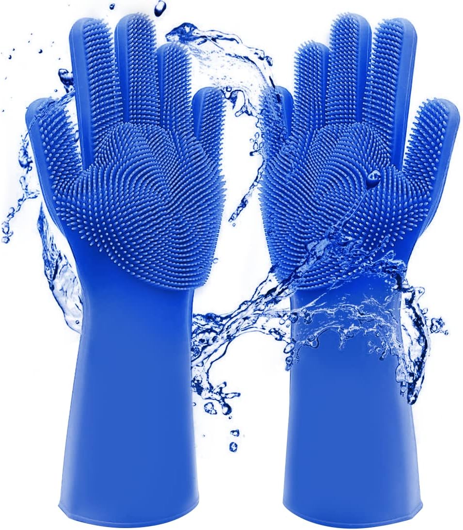 Guantes silicona reutilizables para lavar platos y mascotas