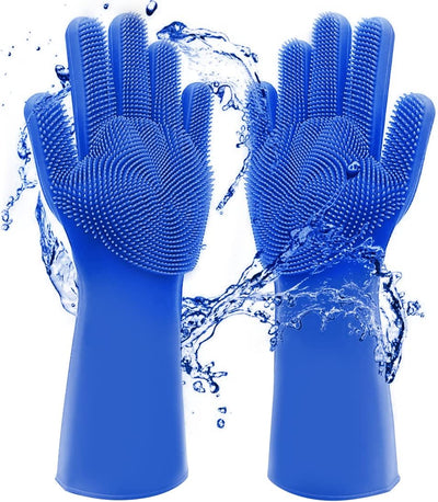 Guantes silicona reutilizables para lavar platos y mascotas