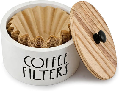 Soporte de madera para filtro de café con cesta y caja organizadora estilo granja