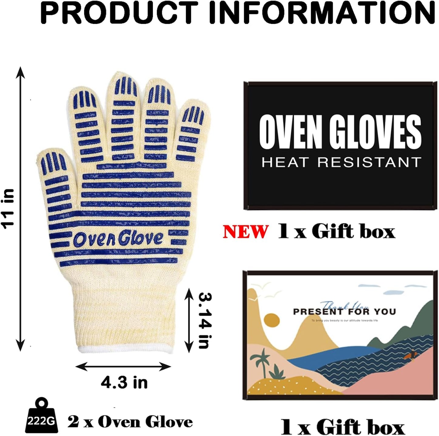Guantes silicona antideslizantes para horno parrilla 540grados
