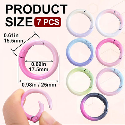 7 Clips Anillo Resorte Coloridos para Llaveros y Bolsos