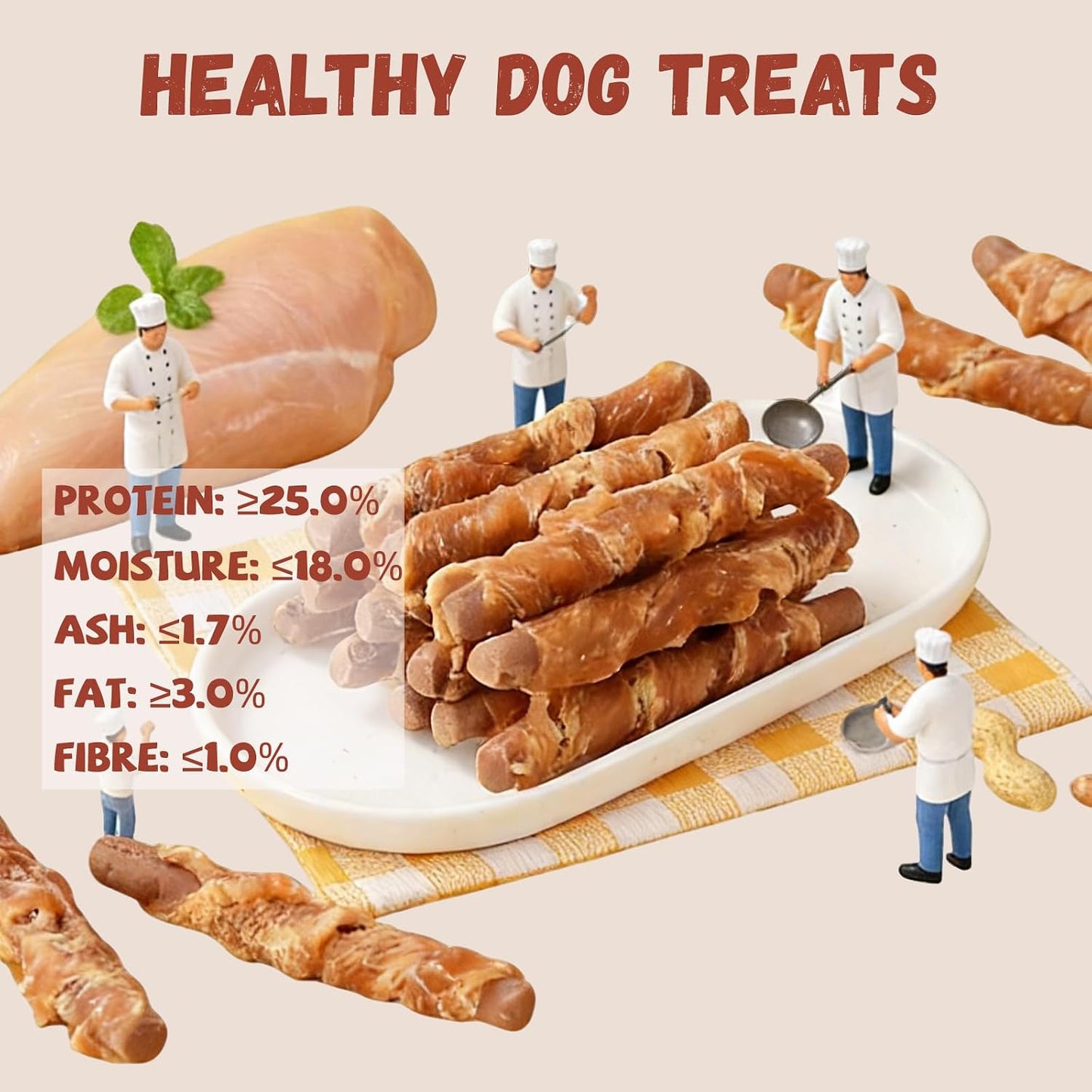 Palitos galleta maní envueltos pollo para perros sin cereales