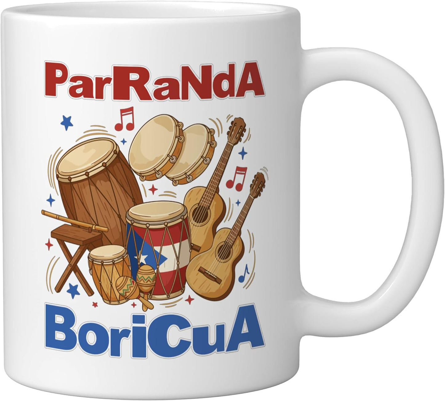 Taza cerámica navideña puertorriqueña blanca