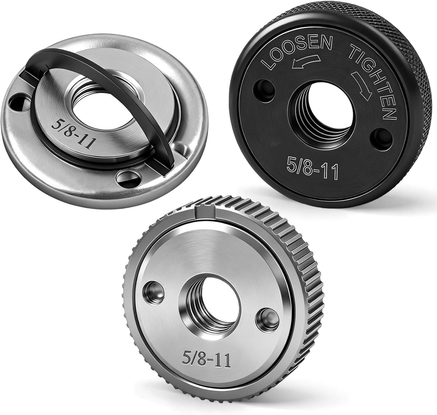 Kit tuercas brida amoladora 5/8"-11 paquete 3 bloqueo rápido