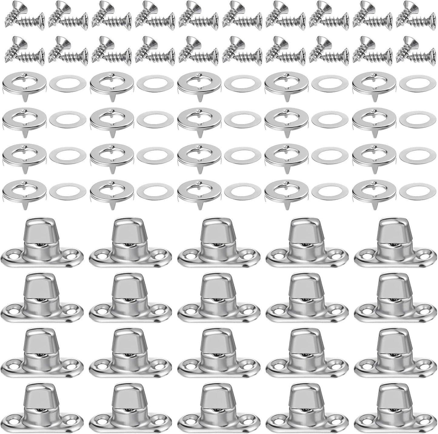 20 Set Cierres Giratorios Marinos Lona Resistente Plateado
