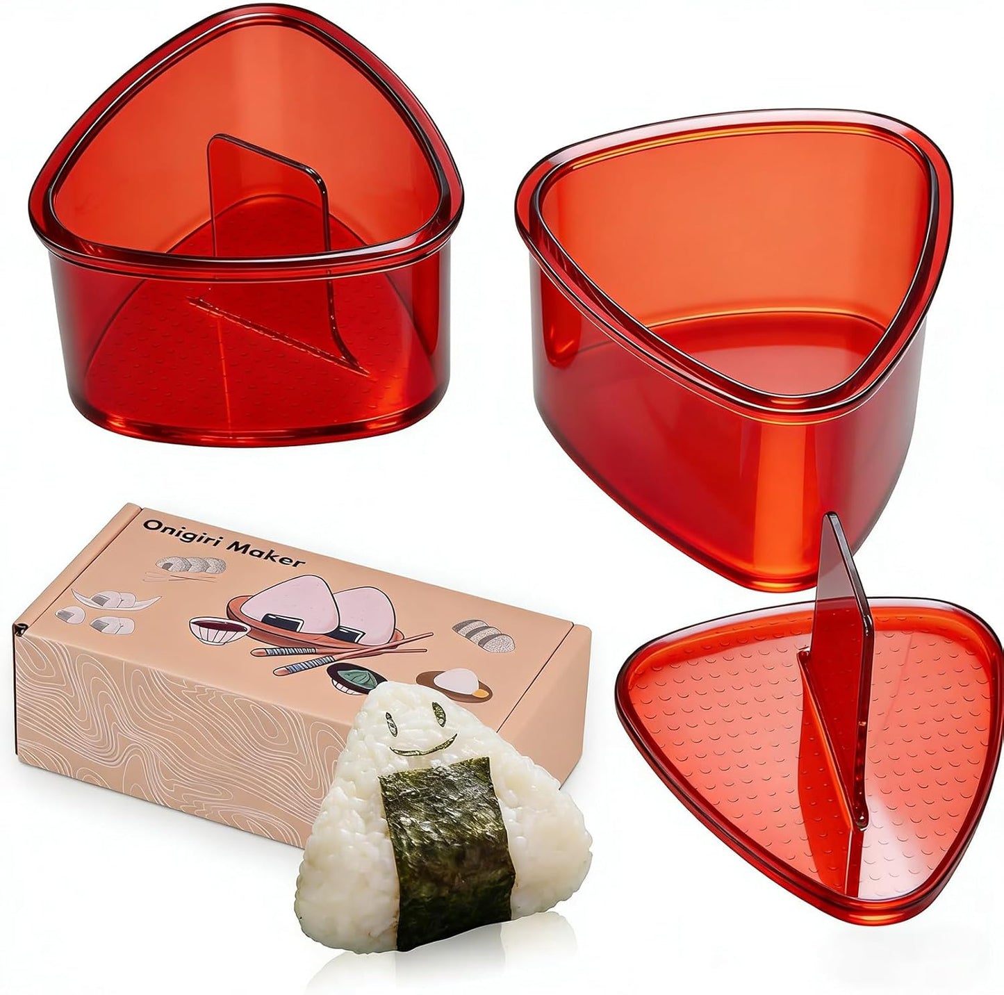 Moldes de bolas de arroz Onigiri rojo transparente antiadherente sin BPA