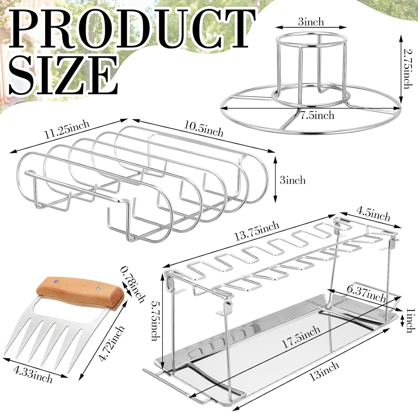 Kit accesorios parrilla soporte latas guantes silicona
