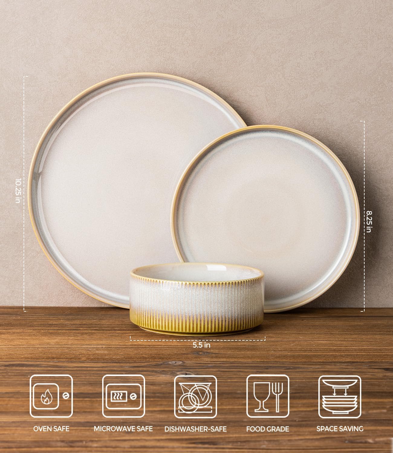 Juego 12 platos cerámica porcelana resistente 4 personas