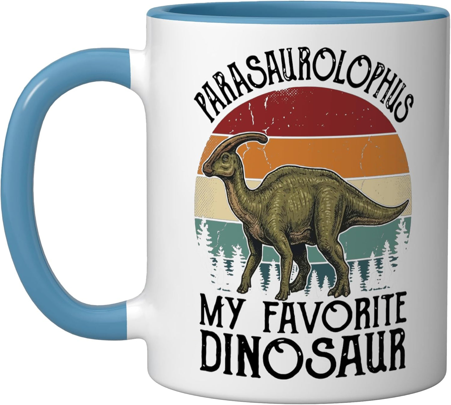 Taza cerámica Parasaurolophus azul/blanco