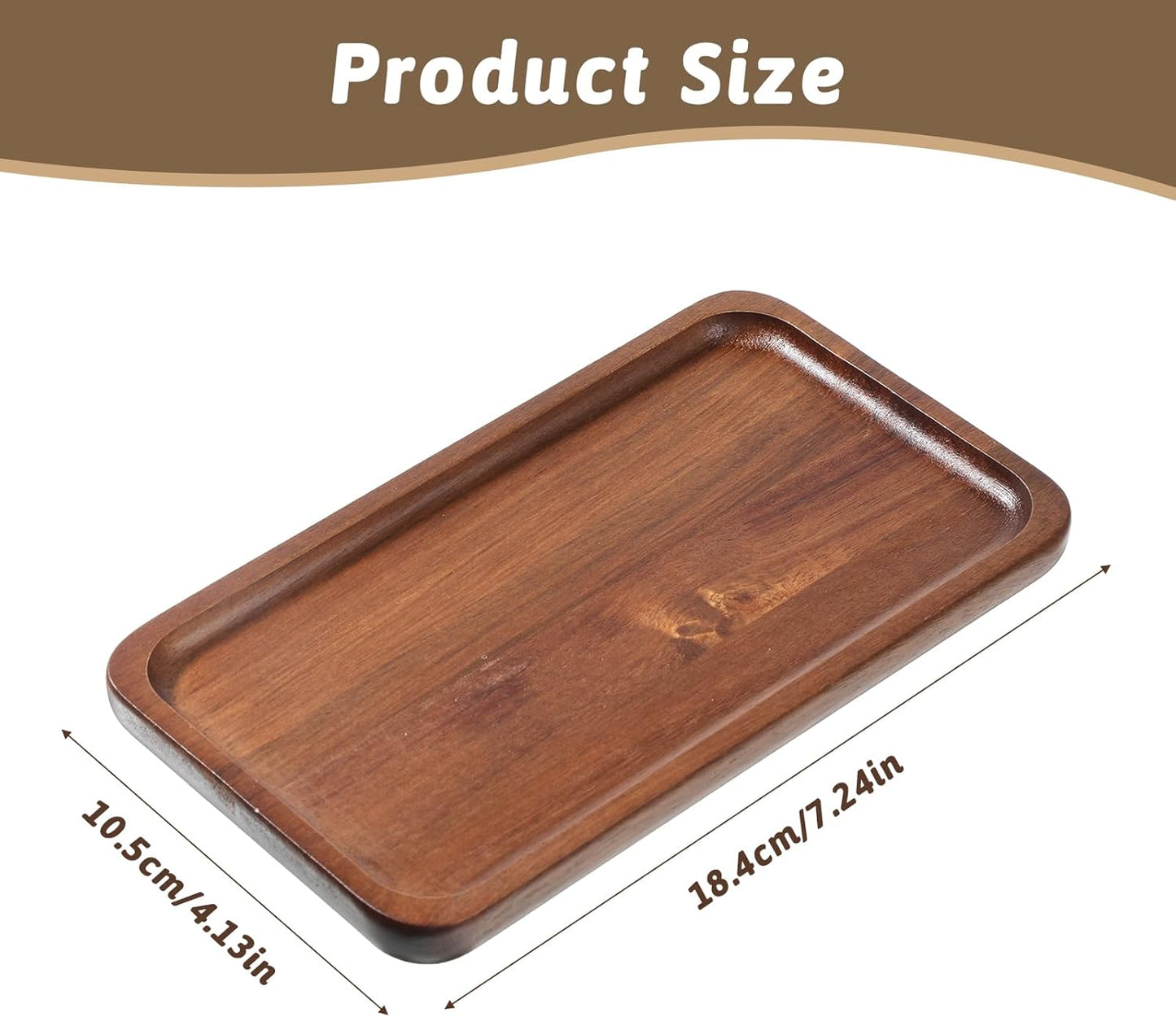 Bandeja rectangular de madera de acacia para servir galletas, aperitivos, queso, té y café